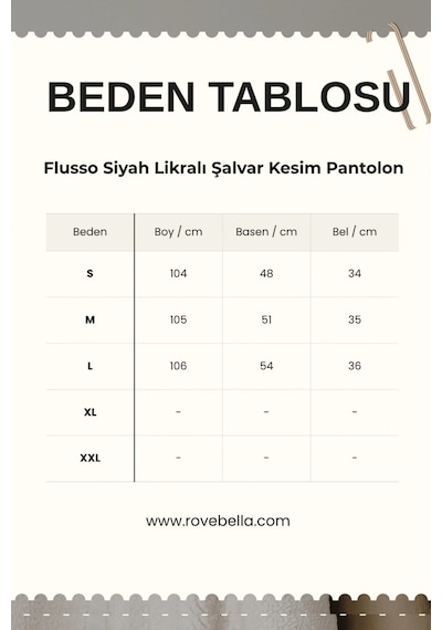 Rovebella Flusso Siyah Likralı Şalvar Kesim Pantolon