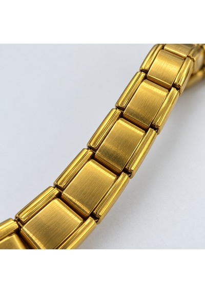 Golden Route Dikdörtgen Baklalı Altın Rengi Kadın Bileklik Modern Saat Kordonu Tasarım - 18 Cm Renkli