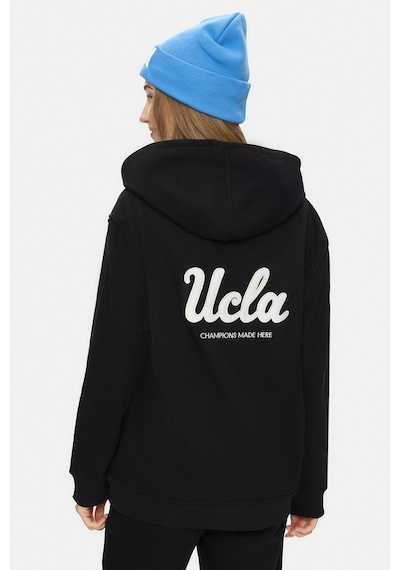 Ucla Esther Siyah Fermuarlı Ve Cepli Nakışlı Loose Fit Kadın Sweatshirt Siyah