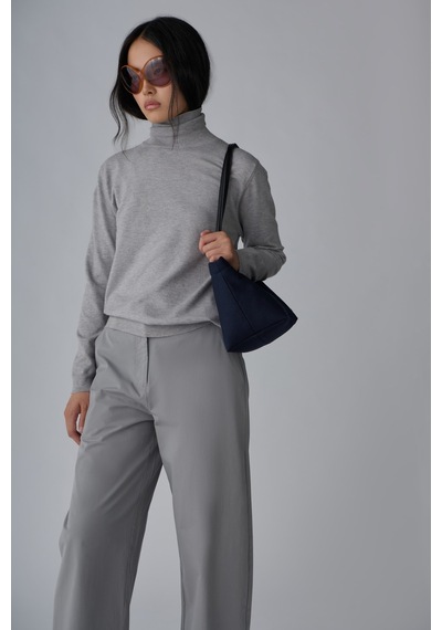 Suud Collection Gri Balıkçı Yaka Triko Kazak