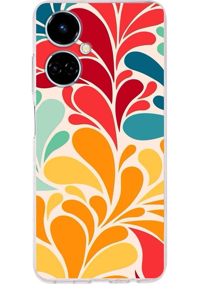 Tecno Camon 19 İle Uyumlu Retro Color 5 Kamera Korumalı Şeffaf Kılıf Şeffaf