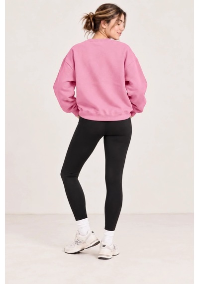 Bbbutikbasic Kadın Kuzu Nakışlı Bisiklet Yaka 3 İplik Sweatshirt My3535 Pembe