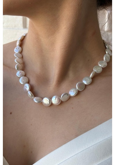 12,5 Mm Para İnci Kolye Sarı