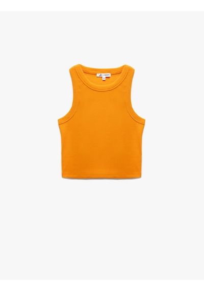 Koton Halter Yaka Fitilli Slim Fit Crop Kadın Atlet Turuncu 5sal30083ık Turuncu