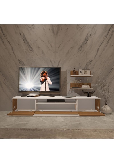 Trendstyle 4s Mdf Tv Ünitesi Ve Orta Sehpa 2'li Set - Beyaz Ceviz Beyaz - Ceviz
