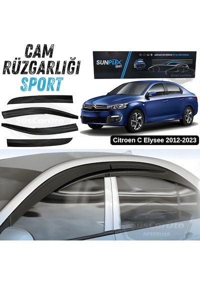 Sunplex Citroen C Elysee 2012-2023 Uyumlu Spor Cam Rüzgarlığı Seti Piano Black 4'lü Parlak Siyah 00 Şüscaroto Aksesuar