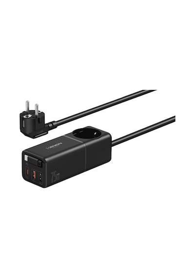 Xenon Smart Masaüstü Priz Hızlı Şarj İstasyonu | 75W GaN, 4000W AC, Dahili USB-C Kablo, 3x USB, PD PPS (X6412)