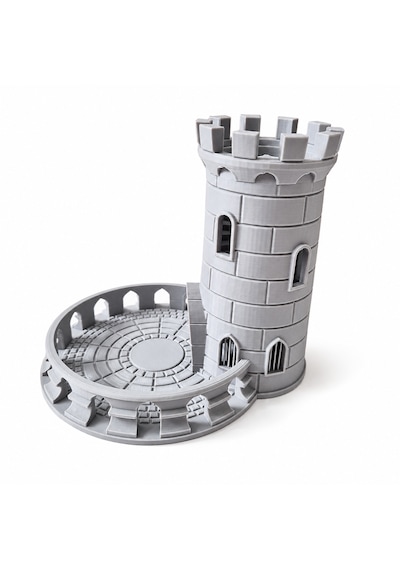 3d Baskı Spiral Merdivenli Zar Kulesi Gri 15 Cm Frp Ve Kutu Oyunları İçin Dice Tower Masaüstü Oyun Aksesuarı