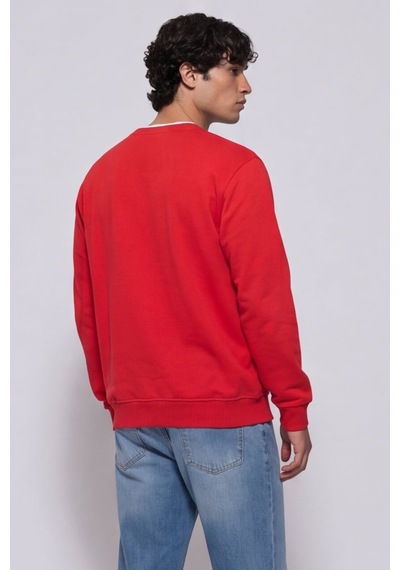 Sabri Özel Unisex Kırmızı Normal Kesim Regular Fit %100 Pamuk Bisiklet Yaka Sweatshirt