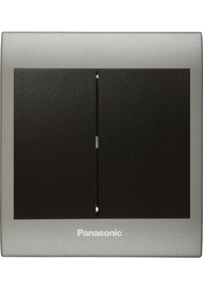 Viko Panasonic Thea Blu İkili Anahtar, Çerçeve Inox Matt+dore, Kapak Siyah