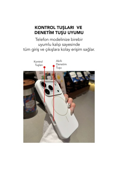 Apple İphone 17 Pro Uyumlu Magsafe Lansman Silikon Kılıf Beyaz