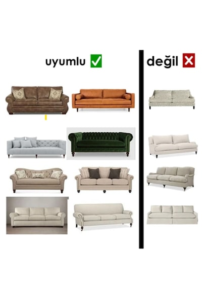 StarMall Jakarlı Çubuk Desen Koltuk Örtüsü Koltuk Kılıfı Lastikli Esnek Yıkanabilir 3Lü Bir Adet Antrasit