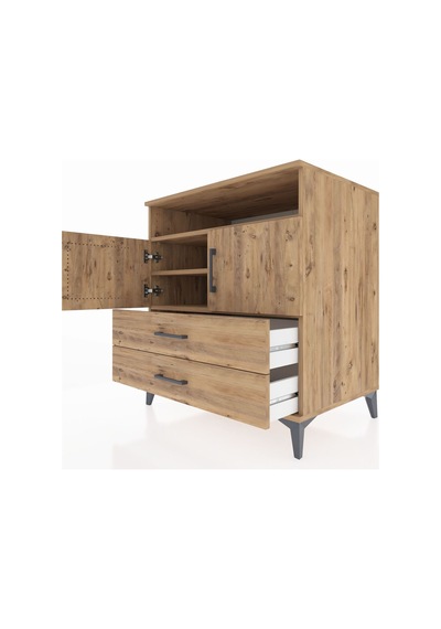 Kronos Şifonyer 3 Raflı 2 Çekmeceli 2 Kapaklı 88x59x96 Çam-çam Çam