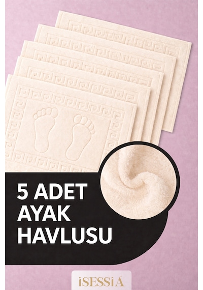 Serra 5 Adet %100 Pamuk En Iyi Emici Ayak Havlusu Konforlu Banyo Paspası 50x70cm Krem