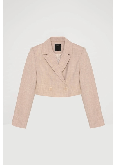 Quzu Vatka Detaylı Crop Bej Kadın Blazer Ceket 51287 Bej