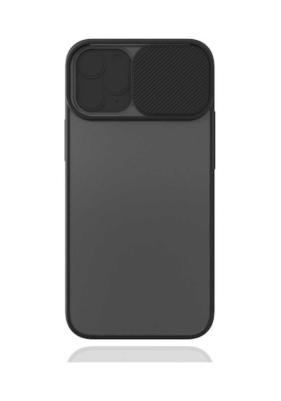 Kilifone - Apple Uyumlu iPhone 12 Mini - Kılıf Slayt Sürgülü Arkası Buzlu Lensi Kapak - Siyah