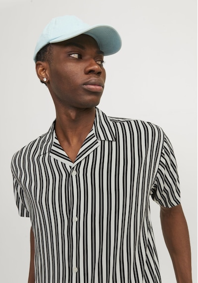 Jack & Jones Erkek Çizgili Kisa Kollu Gömlek - Luke 12255197 Bright White Beyaz