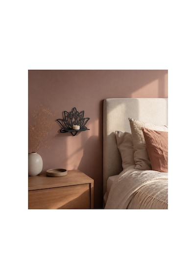 Arliadesign Lotus Çiçeği Figürlü Siyah Ahşap Duvar Dekoru 30x20 Cm