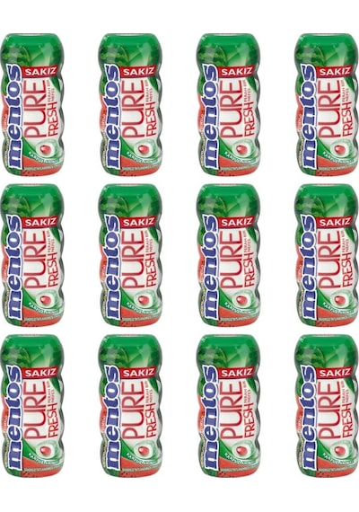 Mentos Pure Fresh Karpuz Aromalı Şekersiz Tatlandırıcılı Draje Sakız 30 G X 12 Adet