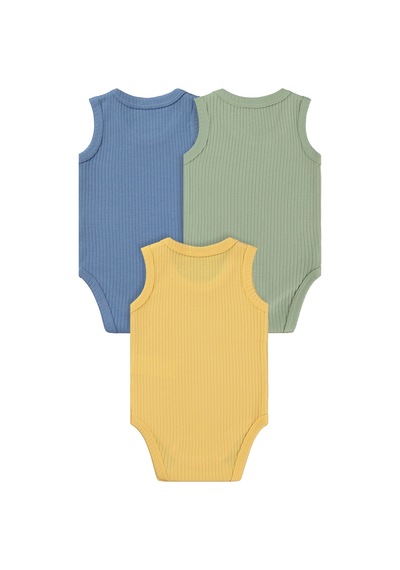 Minidamla Baby Minidamla Askılı Basic 3'lü Set 1-18 Ay Çıtçıtlı Badi - Mavi Koyu Mavi