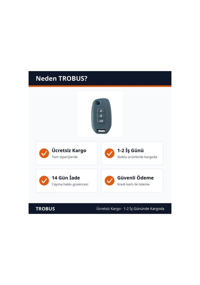 Trobus Renault Fluence Uyumlu Anahtar Kumanda Kılıfı Katlanır Siyah