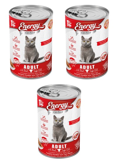 Energy Sığır Etli Yetişkin Yaş Konserve Kedi Maması 3 x 400 G