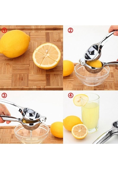 Profesyonel Paslanmaz Çelik Limon Sıkacağı, Manuel Narenciye Ve Limon Presi, Ergonomik Kollu, Kolay Yıkanabilir, Büyük Boy 24 Cm