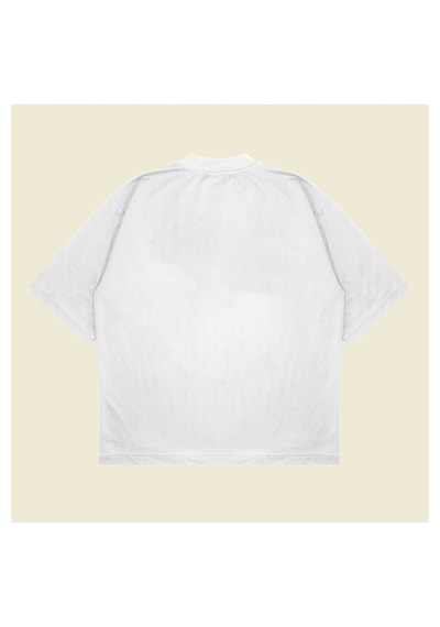 Tarzsokak Heartprint Baskılı Oversize Unisex Pamuklu Nefes Alan Kalın Kumaşlı Beyaz