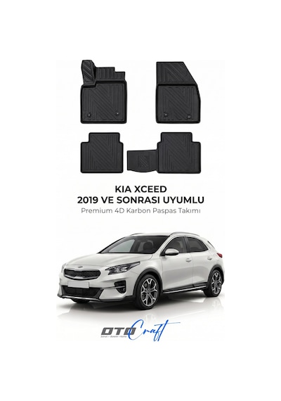 Otocraft Kia Xceed 2019+ Araca Özel 4d Karbon Oto Paspas Havuzlu Tam Set