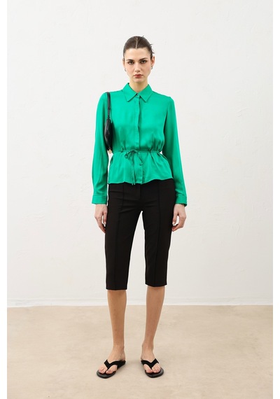 Antioch Bel Bağlamalı Kadın Gömlek Yeşil