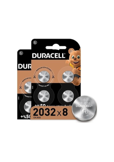 Duracell Özel 2032 Lityum Düğme Pil 3V, 8 Li Paket (CR2032)