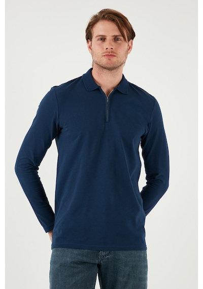 Buratti Pamuklu Slim Fit Yarım Fermuarlı Polo Yaka Erkek Sweat 5903010 Indigo