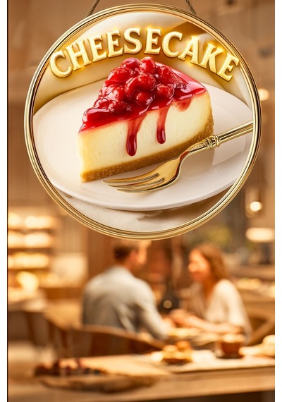 Cheesecake Temalı İpli Ahşap Kapı Duvar Süsü, Pastane, Tatlı Dükkanı, Cafe Tablo Dekoru