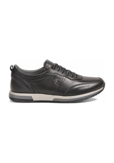 Castle Black Siyah Hakiki Deri Bağcıklı Erkek Casual Sneaker Ayakkabı 42172