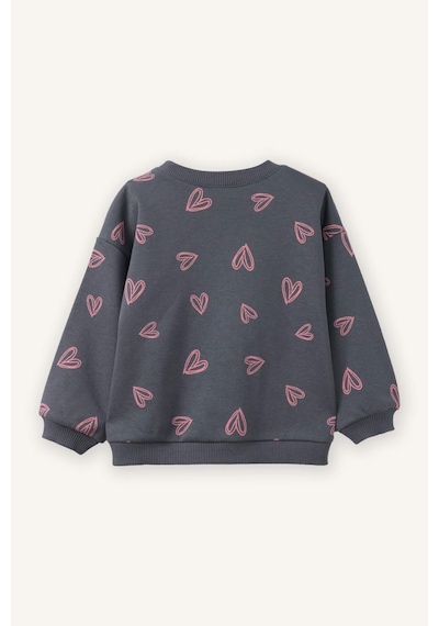 Defacto Oversize Geniş Kalıp Bisiklet Yaka Desenli Sweatshirt Kız Bebek G7502a526spar58 Antrasit-ar58