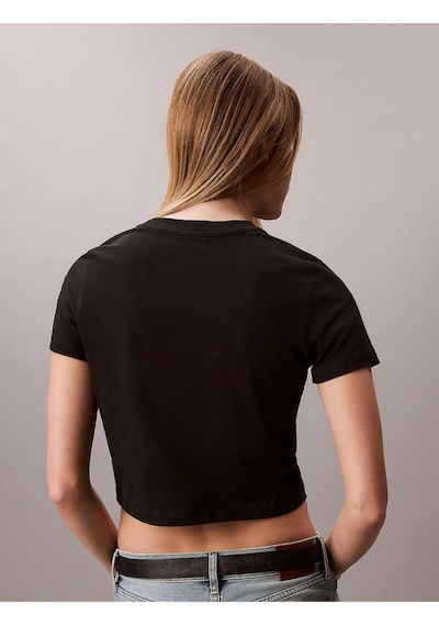 Kısa Kollu Logolu Kısa Kadın Siyah T-shirt Lv047ab213-ub1-13606 Siyah