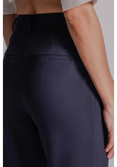 Braccas Kadın Yandan Cepli Arka Cep Fleto Beli Lastikli Ve Pilili Slim Fit Pantolon Lacivert Lacivert
