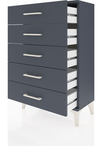 Arges Komodin 5 Çekmeceli 60x30x96 Antrasit-antrasit Antrasit