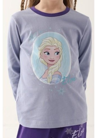 Yasin Tekstil Frozen Kız Çocuk İkili Takım Açık İndigo