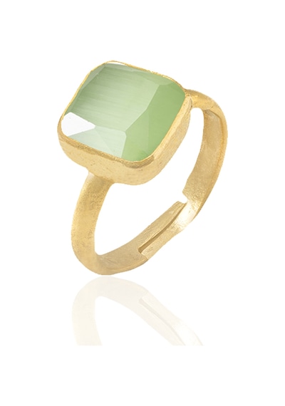 Kadir Jewellery 22 Ayar Altın Kaplama Zirkon Taşlı Kadın Minimal Yüzük Açık Yeşil 25620550