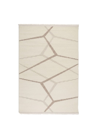 Zara Serisi Krem Vizon Geometrik Desenli Modern Halı Gf711 Çok Renkli