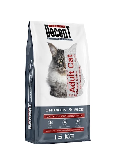 Decent Tavuklu ve Pirinçli Yetişkin Kedi Maması 15 KG