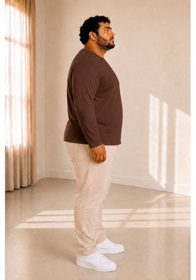 Sngl Tekstil Erkek Büyük Beden Oversize Uzun Kollu T-shirt 3xl 4xl 5xl 6xl 7xl 8xl 9xl Kahverengi