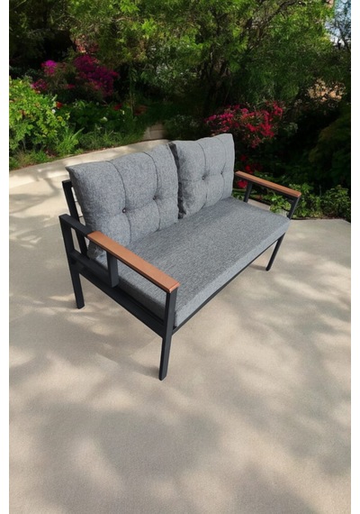 Pimango Pi Elize Tekli Bahçe Balkon Mobilyası 2'li 60 x 120 CM Gri