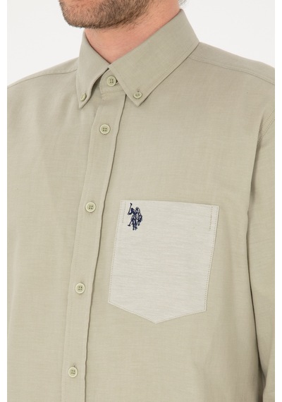 U.S. Polo Assn. Erkek Açık Haki Uzun Kollu Cepli Gömlek 50316653-VR183 U.S. Polo Assn. Erkek Açık Haki Uzun Kollu Cepli Gömlek 50316653-VR183