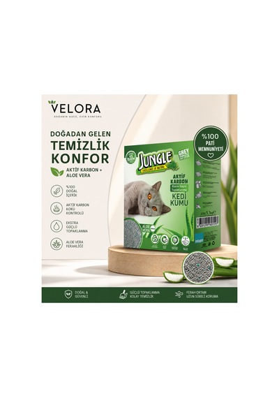 Jungle Aktif Karbonlu Aloe Vera Kokulu Topaklanan Kedi Kumu 5,1 Kg - 886917508