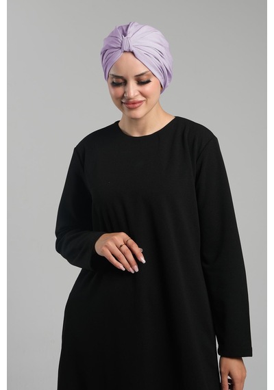 Hürrem Bone Lila Pratik Hazır Geçmeli Tesettür Bone Sandy Pileli Salaş 2121 28 Lila