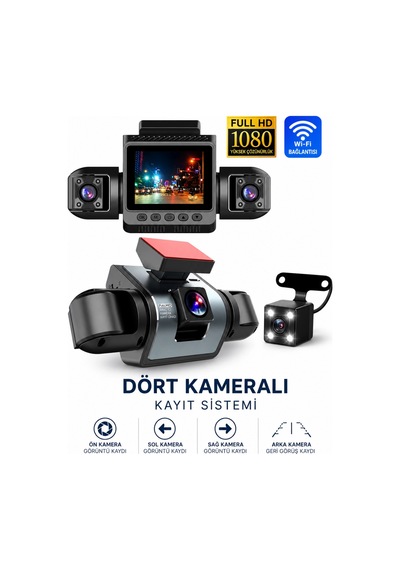 Sy 9720 4 Kameralı Full Hd 1080p Wifi Araç İçi Kamera Seti
