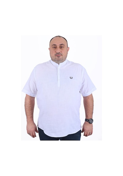 Moc Grande Büyük Beden Erkek Gömlek Hakim Yaka Kısa Kol Beyaz 22309-1