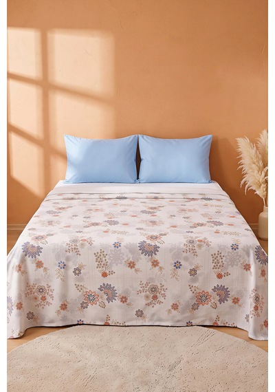 Canlı Çiçek Desenli Çift Kişilik Baskılı Pike & Yatak Örtüsü 200x230 Cm Çok Renkli